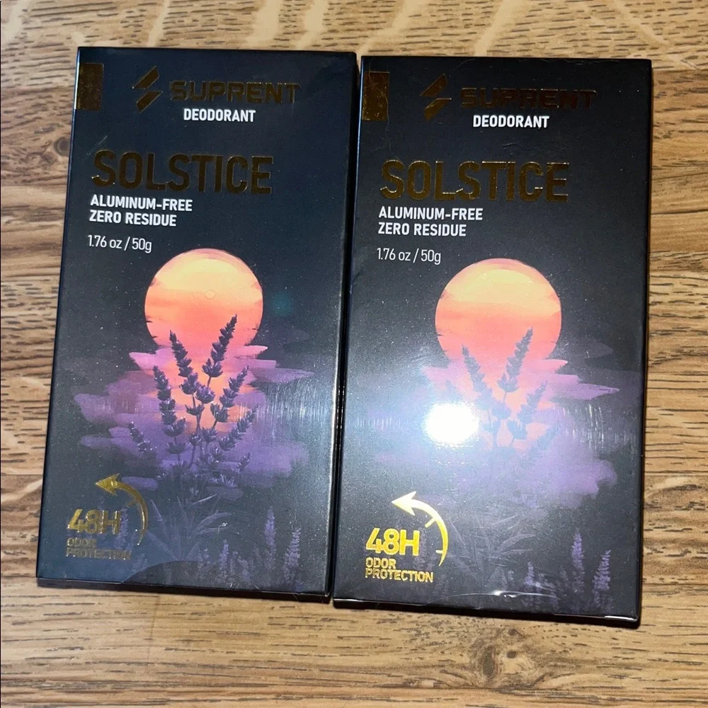 Bundle 2x NEW NIP SEALED SUPRENT SOLSTICE Aluminum-free Men's Deodorant 50g ea.